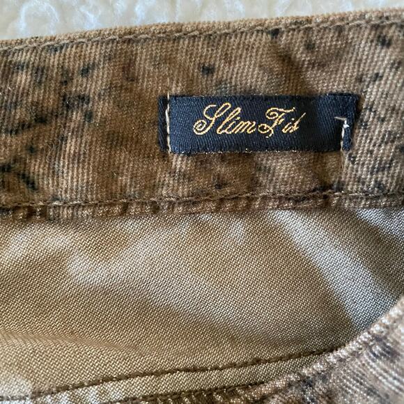 Zara Woman Snake Print Corduroy Skinny Pants Brown Stretch Mid Rise Size 6 - Picture 4 of 9